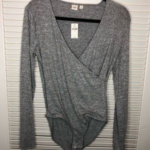 Gap Softspun Wrap-Front Long Sleeve Bodysuit